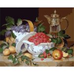 Fruits and Flowers in White Pot