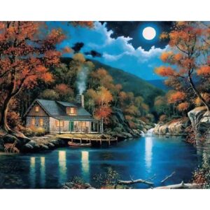 Moonlight and beautiful House near River