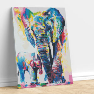 Abstract Elephant with Calf