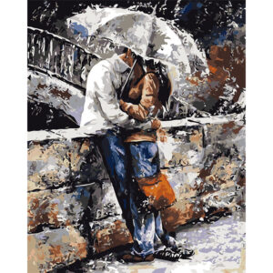 Romantic Couple under Umbrella