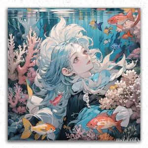Girl and Beautiful Fishes
